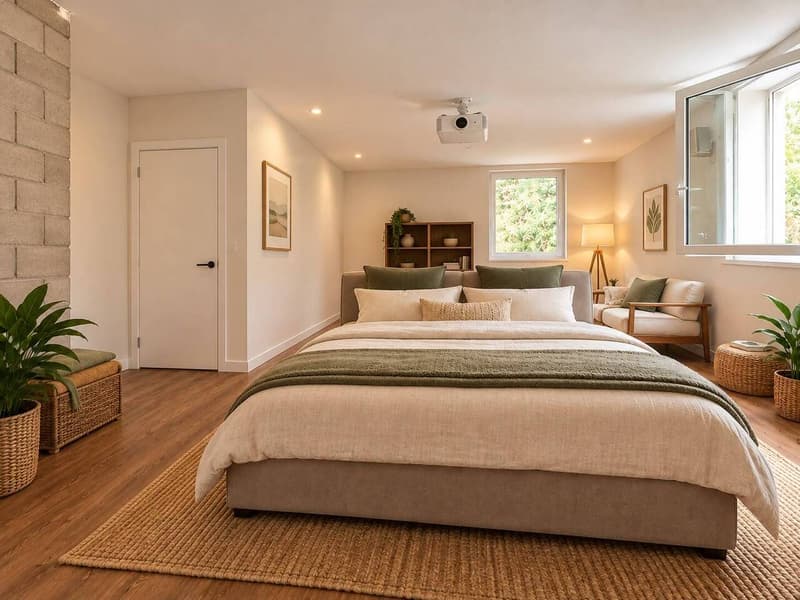 Proposition d'aménagement de la chambre avec salle de bain