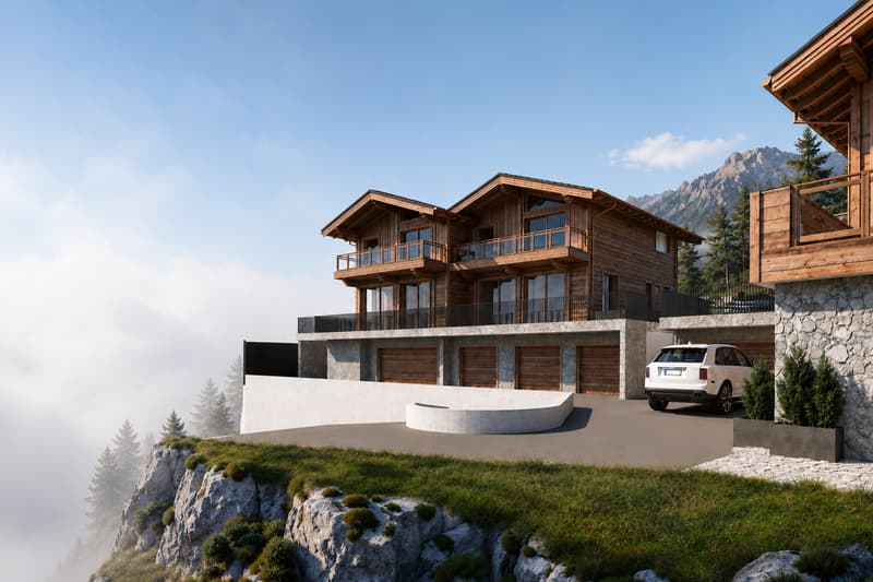 Chalet neuf 5.5 pces en ossature bois avec vue panoramique sur le lac et les Alpes (10)
