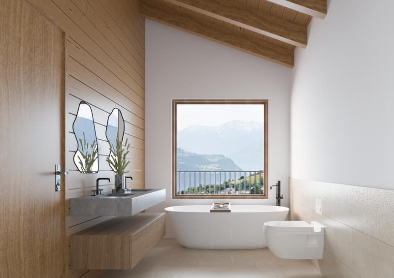 Chalet neuf 5.5 pces en ossature bois avec vue panoramique sur le lac et les Alpes (7)