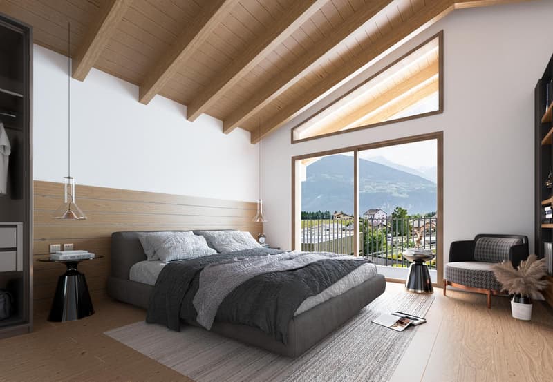 Chalet neuf 5.5 pces en ossature bois avec vue panoramique sur le lac et les Alpes (8)