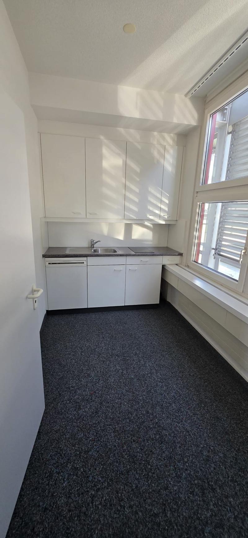 empty room, white cabinets, sink, dishwasher, washing machine, windows