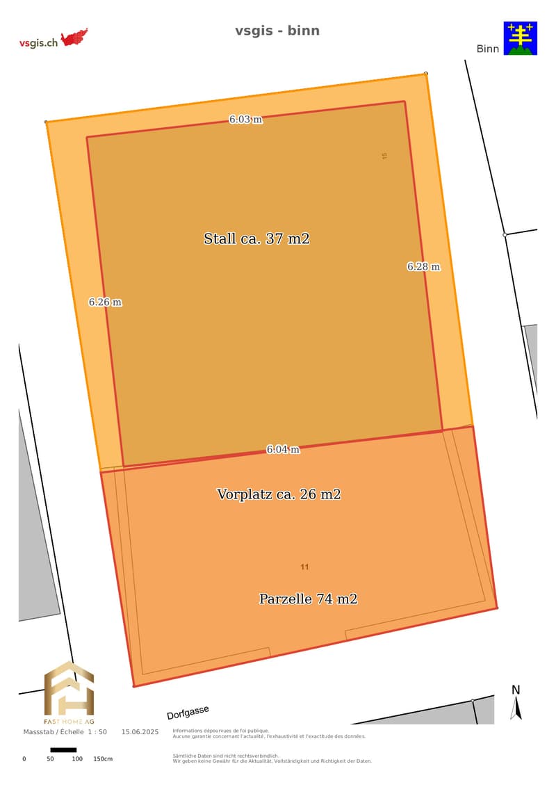 Situtation Parzelle vermasst - Bild 1 -