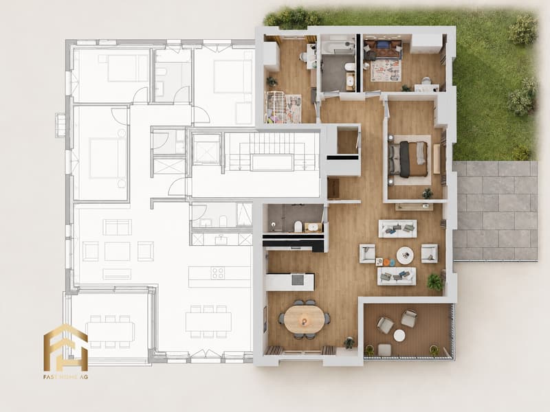 Neubau 4.5 Zimmerwohnung im Erdgeschoss mit Gartensitzplatz (3)