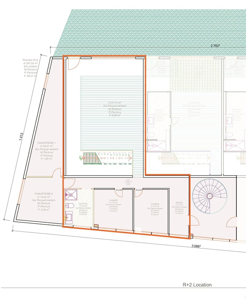 R+2, grosser Eingangbereich, Zimmer 1+2 mit ihrem Badezimmer, grosses Wohn- oder Arbeitszimmer