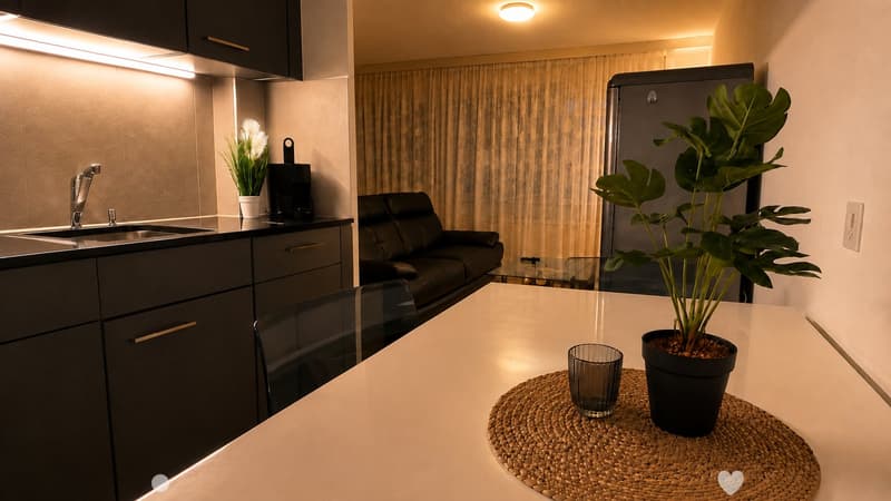 Möbliert wohnen im Herzen von Biel – 40 m², Balkon, Klima & Sauna (1)