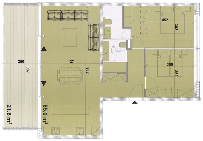 Appartement moderne de 3, 5pièces avec grand balcon (2)
