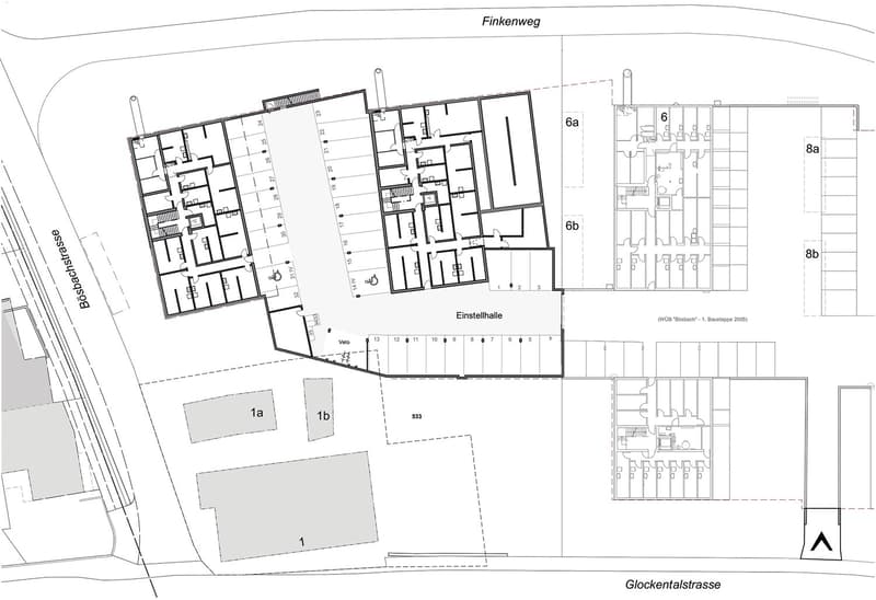 Situation Einstellhalle: Erweiterungsneubau  - Einfahrt Glockentalstrasse 7