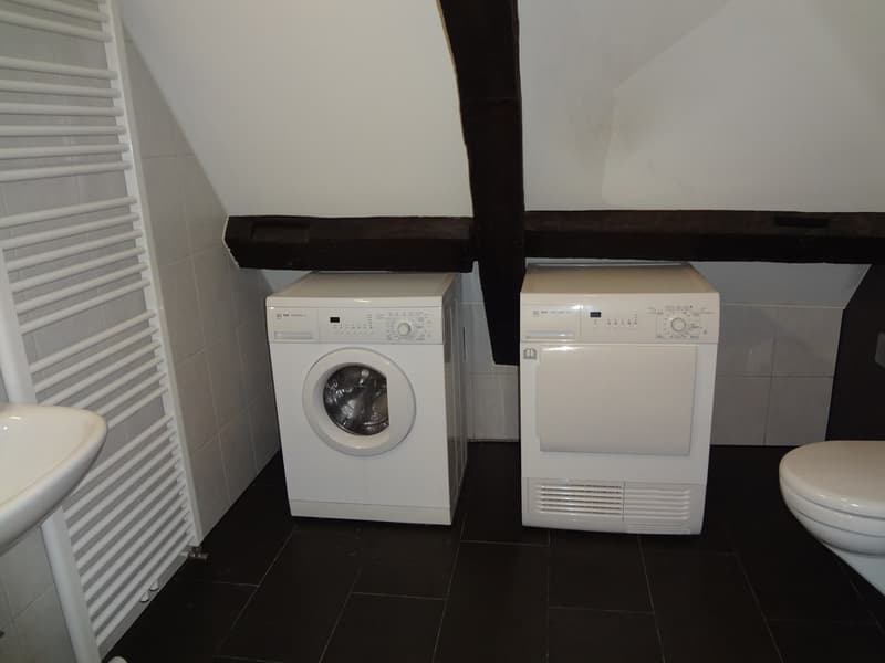 laundry room with a washing machine, dryer, sink, and a toilet