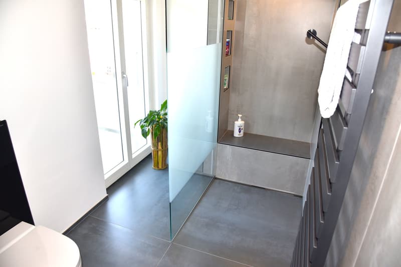 separate, begehbare Dusche mit WC im OG (mit kleinem Balkon)