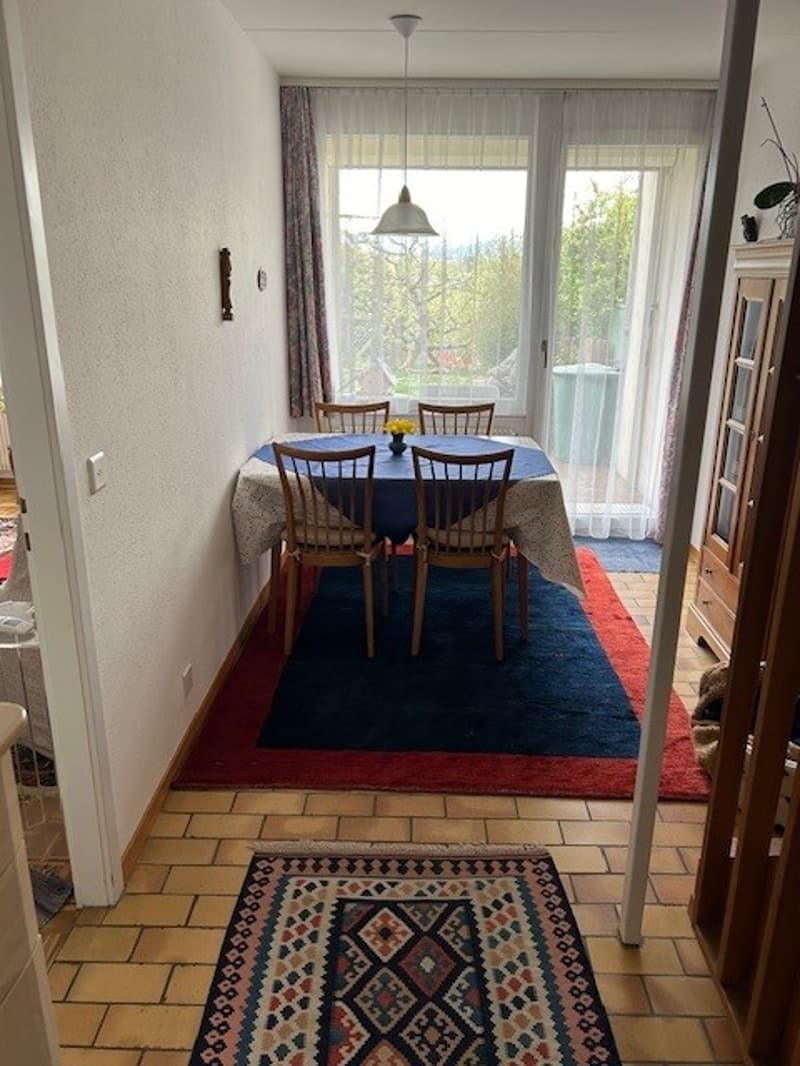 Wohndiele-Essen mit Ausgang in den Garten