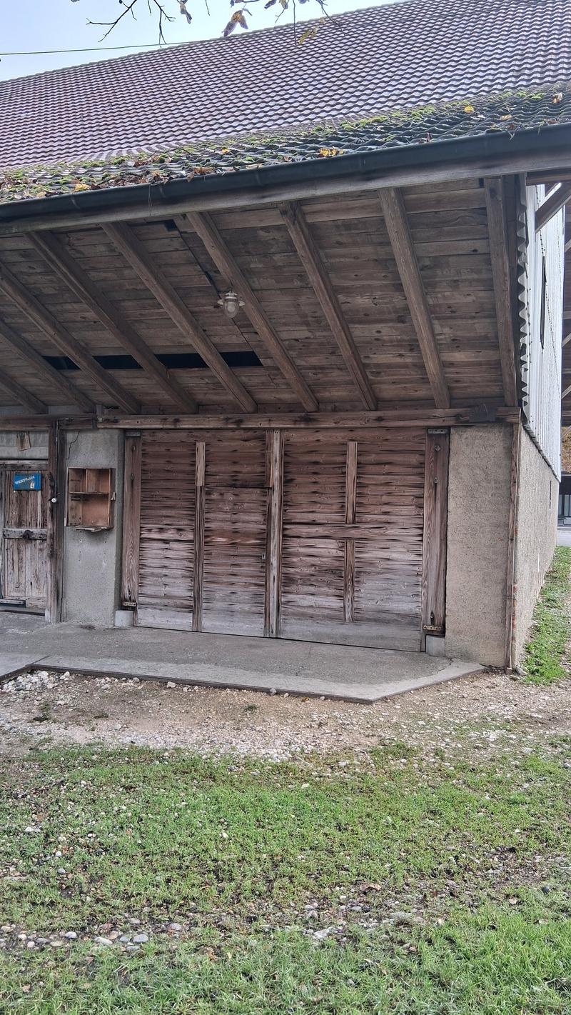 Wooden Garage of a house, with a concrete floor