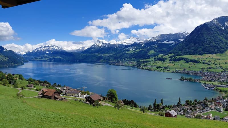 3 1/2 Zimmer Dachwohnung mit Topaussicht auf See und Berge (27)
