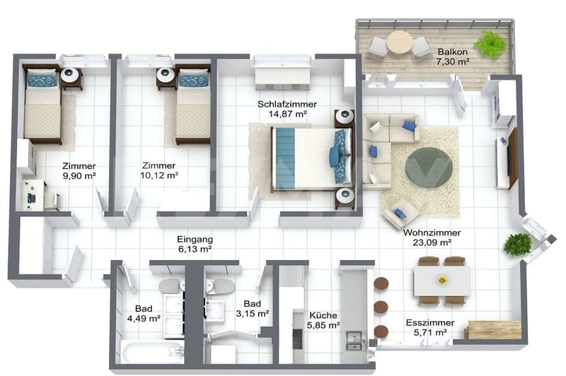 En haut de tout : appartement de 4,5 pièces au dernier étage lumineux avec vue lointaine (10)