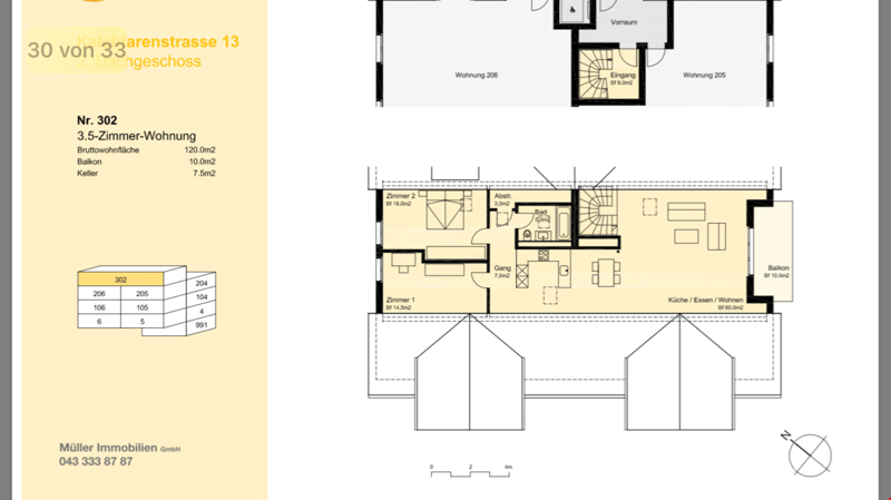 3.5 Zimmerwohnung mit 120 m2 Balkon Richtung Süden (3)