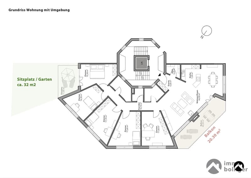 Stadtnahes Unikat - Oktagon mit Balkon und Garten (11)