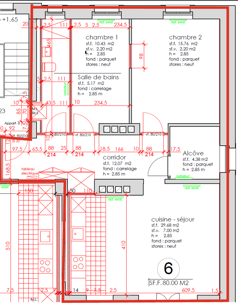 Appartement entièrement neuf de 3 pièces d'environ 77 m2 avec balcon et ascenseur (2)