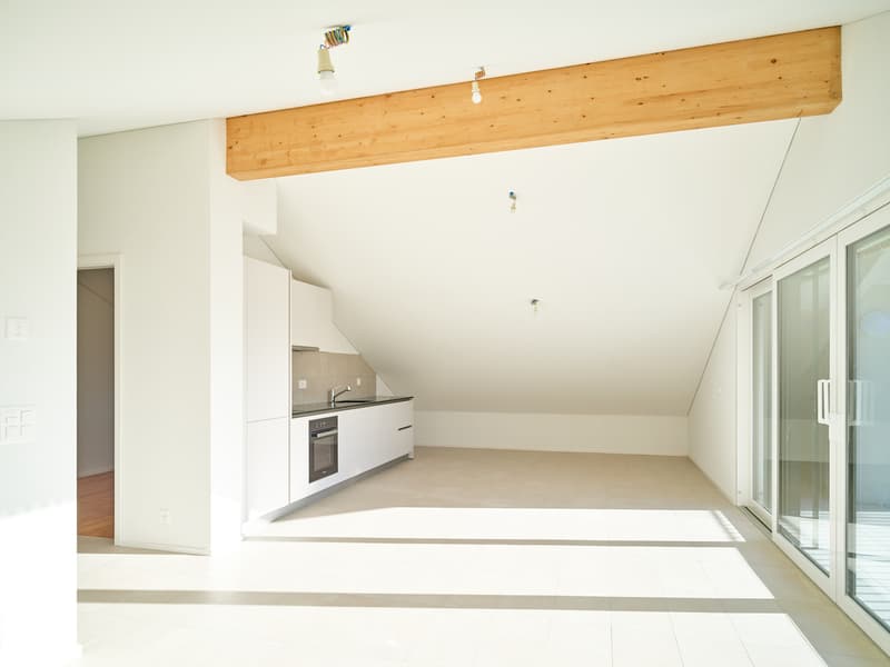 Beau 3.5 mansardé avec grande baie vitrée sur balcon protégé (2)
