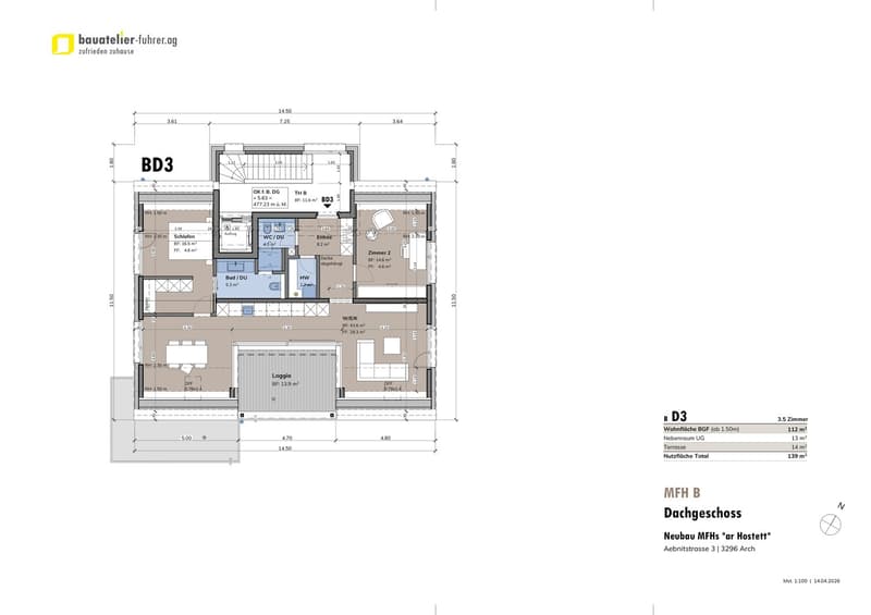 TOP ANGEBOT! ; - 3.5 Zimmer-Erdgeschosswohnung in Arch ... (10)