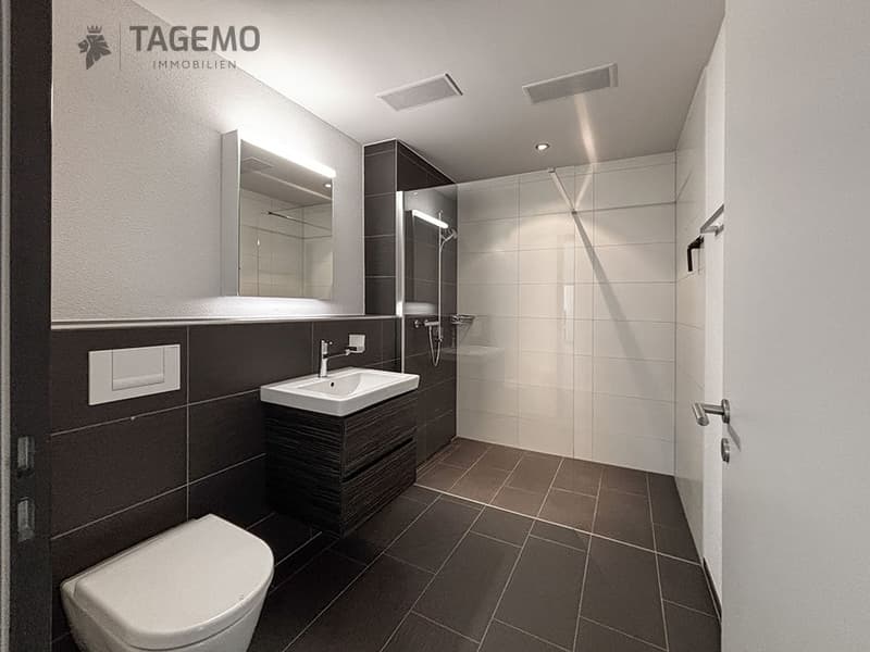 zweite Nasszelle mit Walk-In Dusche / Lavabo und WC