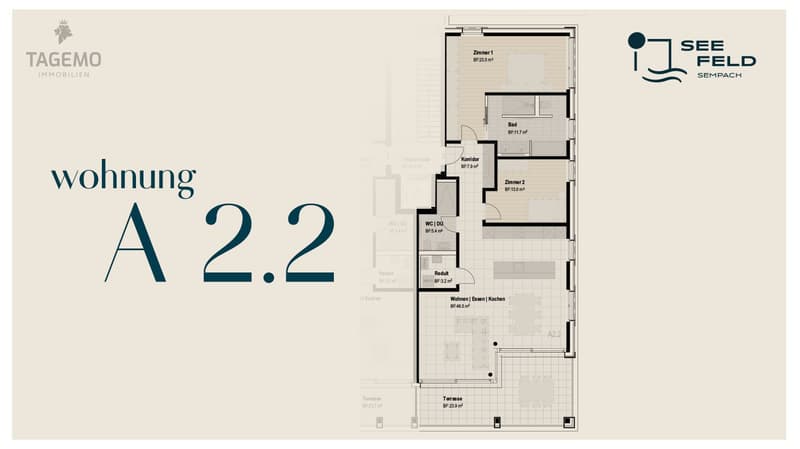 Grundrissplan Wohnung A 2.2
