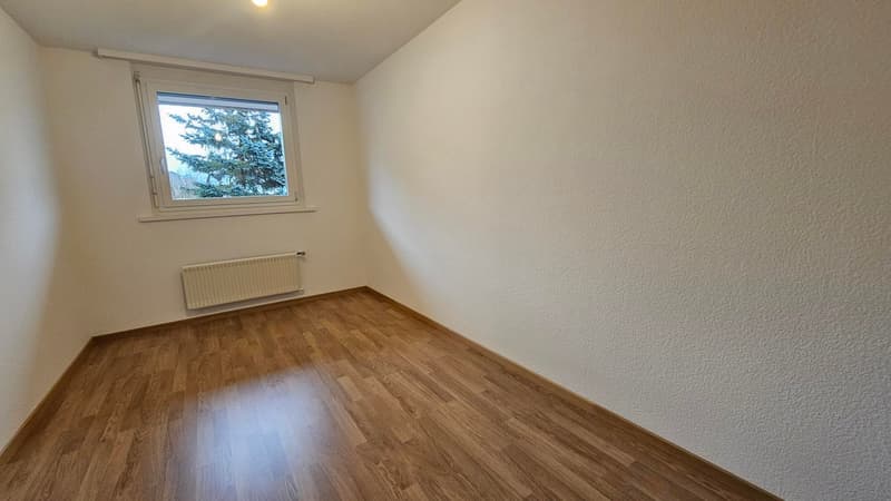 empty room, wooden floor, white walls, window, radiator
