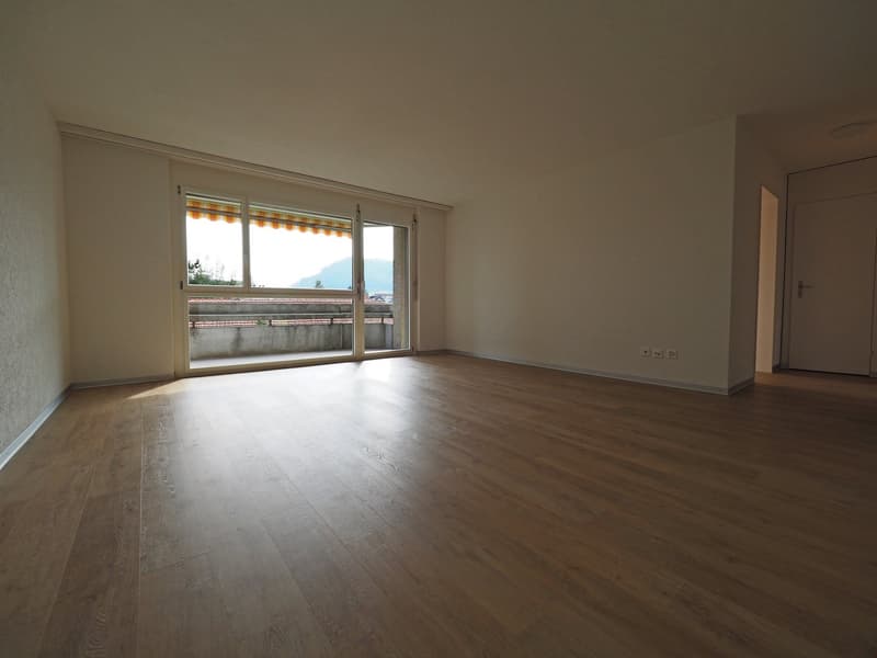 Wohnbereich mit Zugang auf den grösseren Balkon