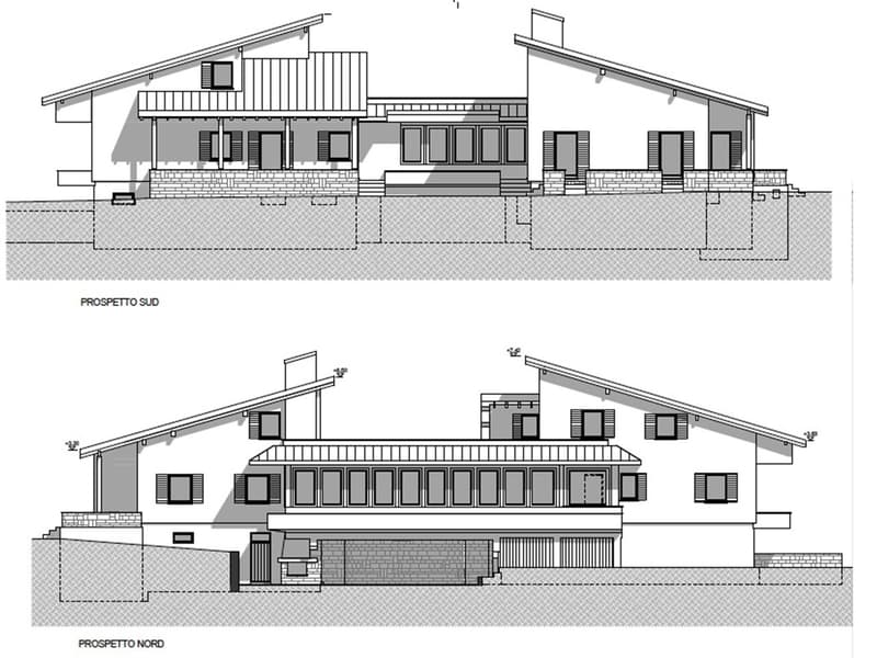 raised ground floor, multiple windows, brick basement, garage