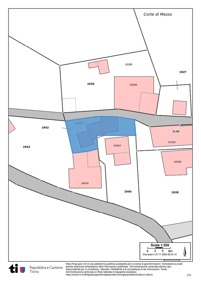 Plotted with multiple plot numbers, including an encircled blue area with possible construction details, and various plot codes