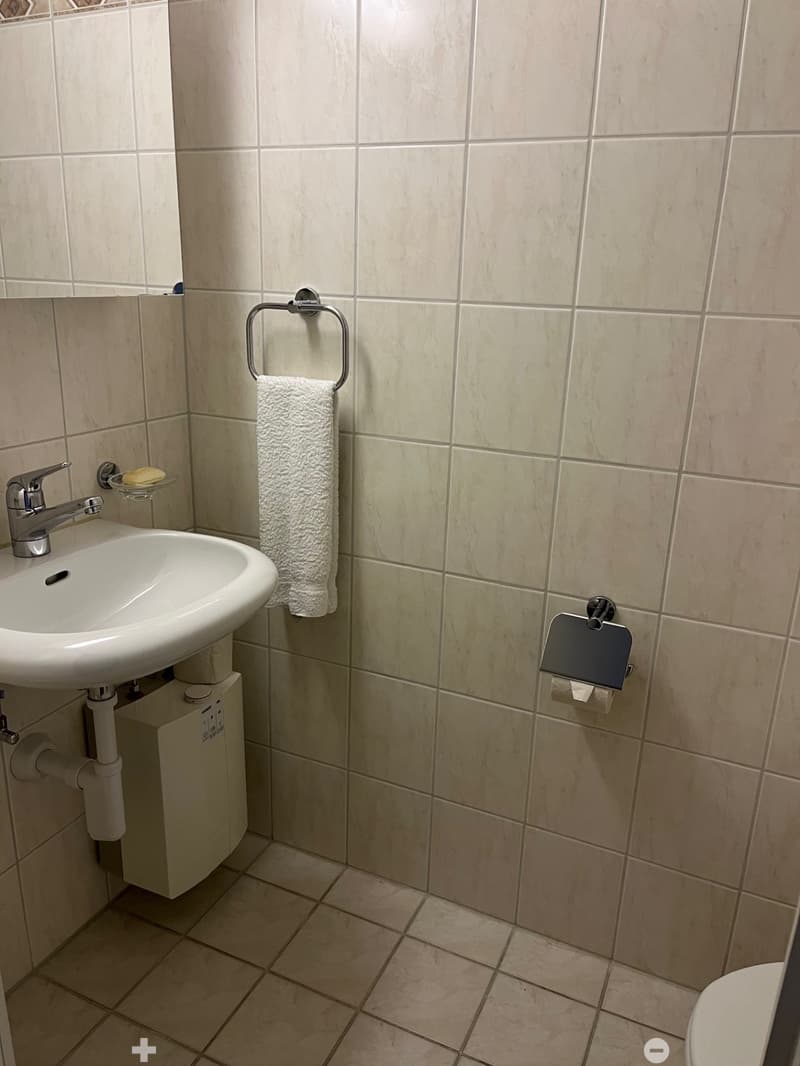 small bathroom with sink, mirror, and toilet