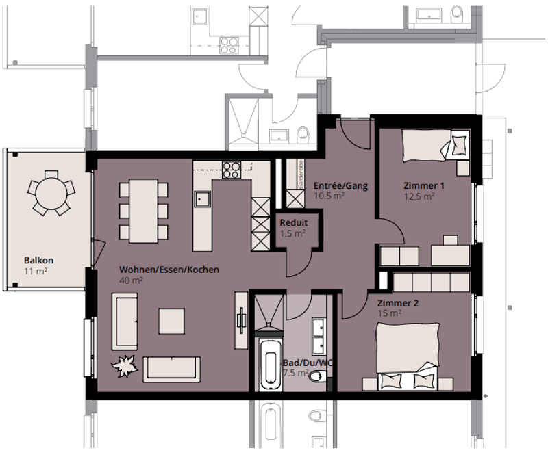Moderne 3.5-Zimmerwohnung im familienfreundlichen Quartier (2)