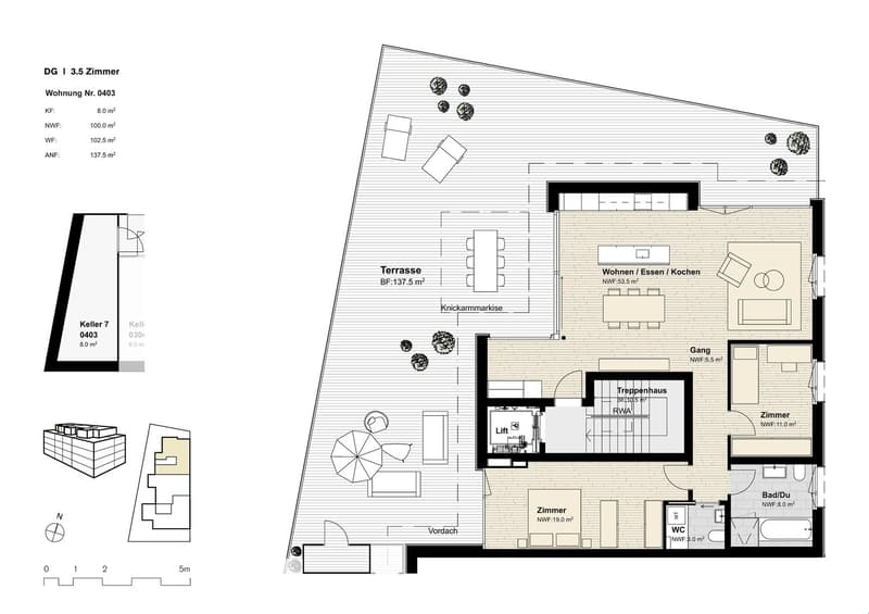 Topp Attika mit 137 m2 Terrasse an idyll..., Neumattstrasse 3 a/b, CHF 945000 | homegate.ch