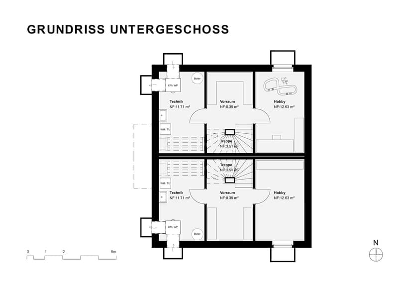 Grundriss UG mit Hobbyraum