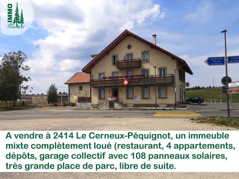 Immeuble mixte avec restaurant, 4 appartements, dépôts, garage collectif, panneaux solaires (1)