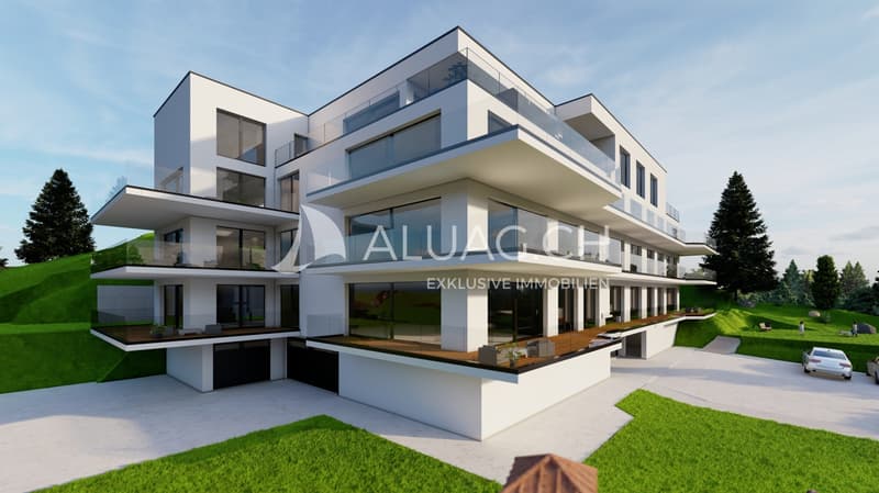 Das Wohnhaus Panorama ist eingebettet in eine ruhige, grüne Umgebung