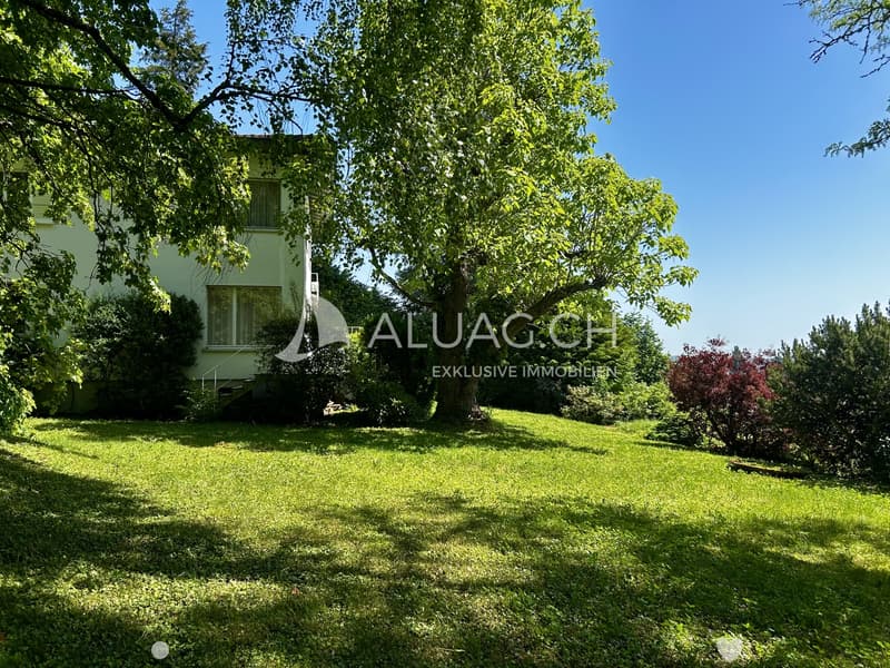 Grosszügige Gartenanlage mit idyllischem Wohnhaus