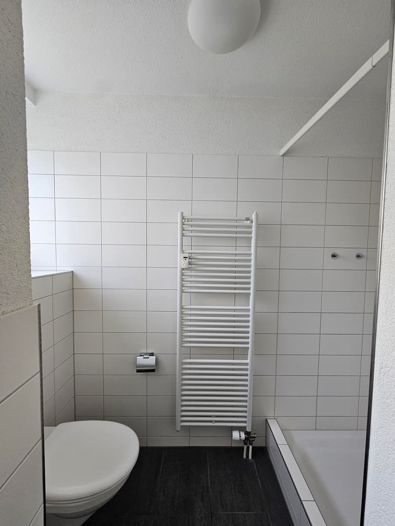 Grosszügiges Bad mit Badewanne, Dusche, Doppellavabo und WC