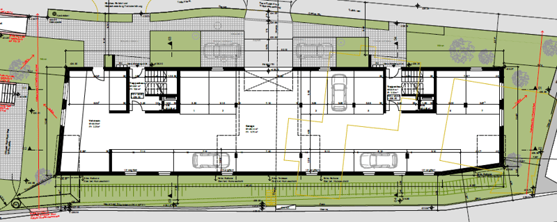 Ground floor: entrance, living room, kitchen, bedroom, bathroom; First floor: living room, 2 bedrooms, bathroom, terrace