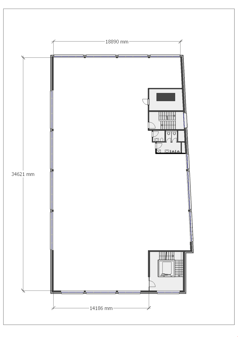 Open living room, dining room, kitchen, balcony, 1 bedroom, 1 bathroom, store room