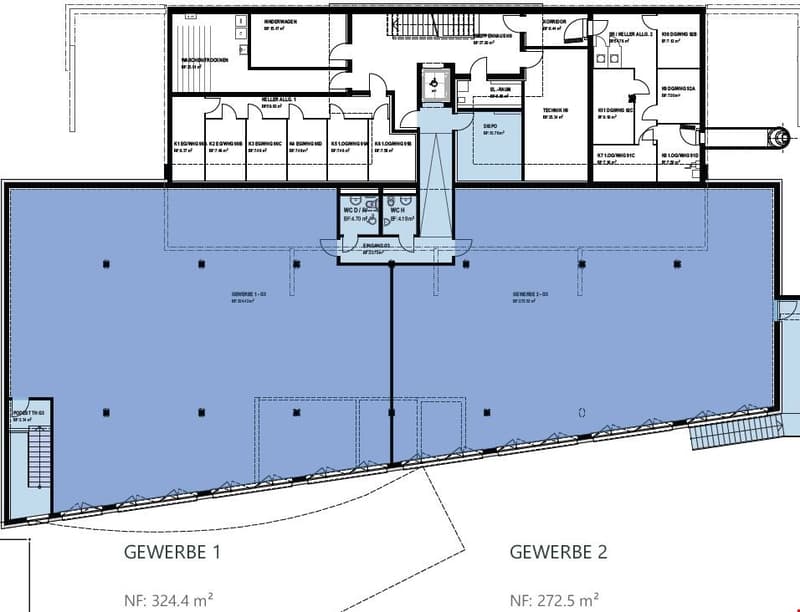 layout showing multiple rooms, labeled spaces, no specific room names visible