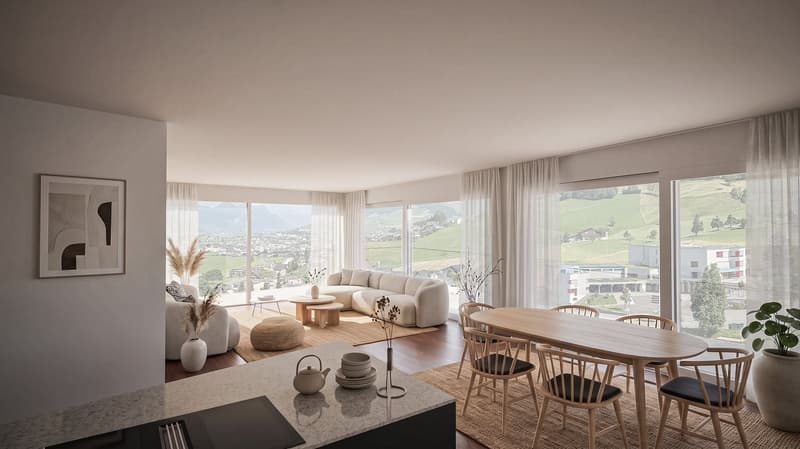 Grosszügiges Wohnen mit Weitsicht - 5½-Zimmer-Wohnung in Ennetmoos (2)