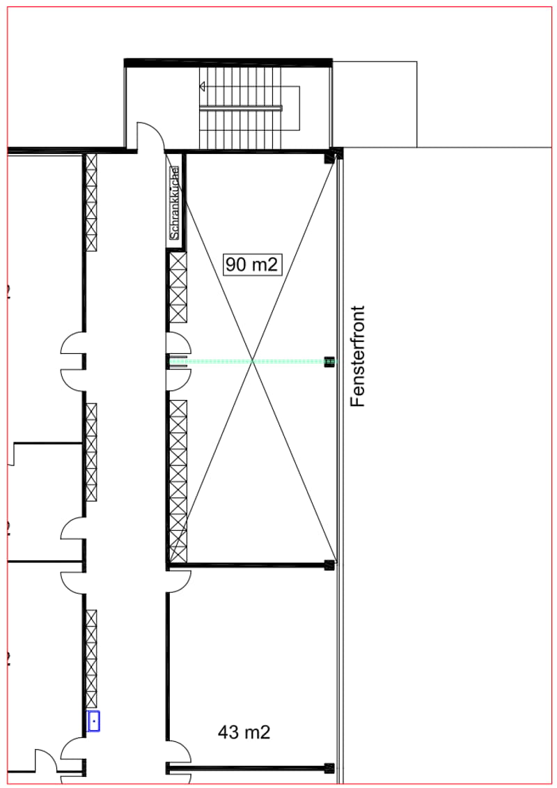 The floor plan shows an upper floor with a staircase, an enclosed balcony/terrace and a living area, as well as a lower floor with an entrance hall, a bathroom, and a room.
