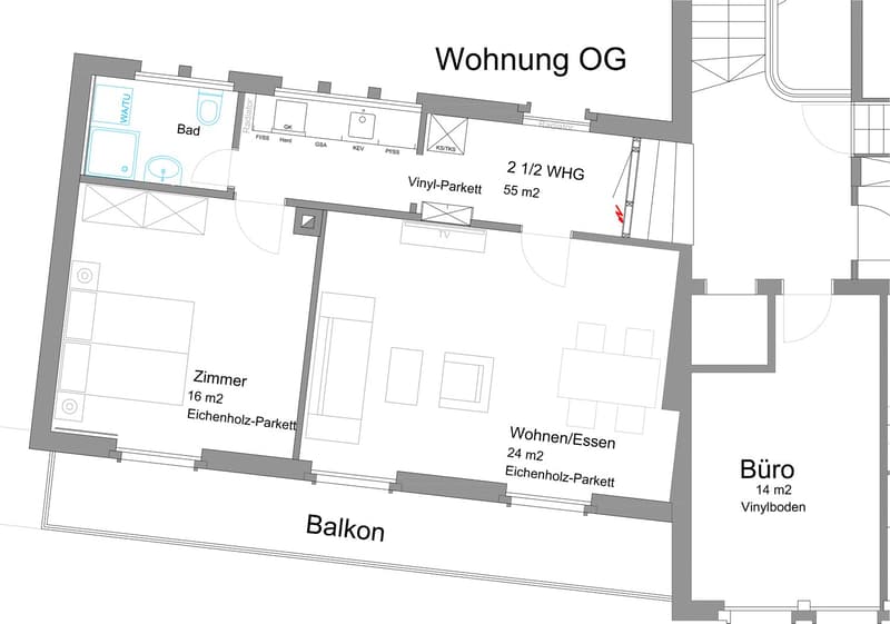 Helle 2.5-Zimmer-Wohnung mit Balkon (9)