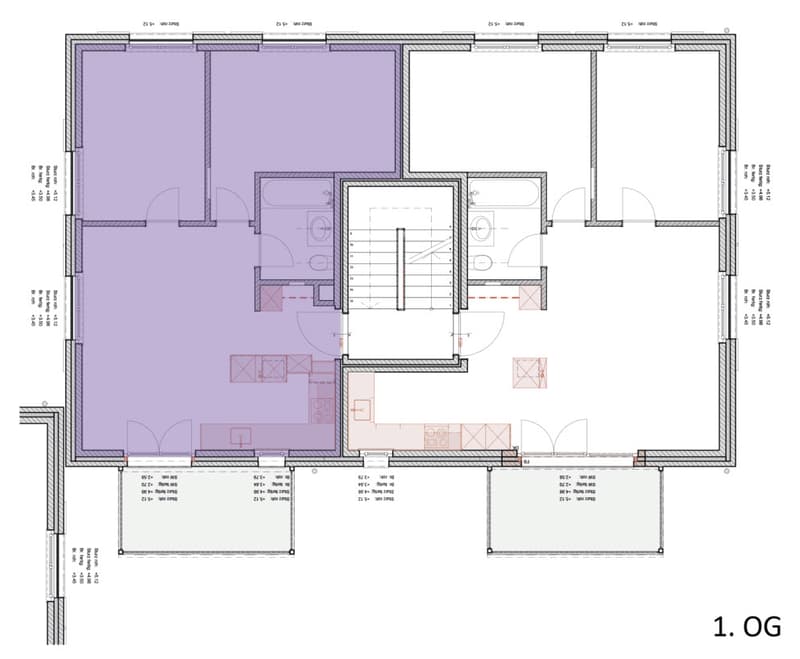 Grundriss 3.5 Zimmerwohnung, 1. OG links