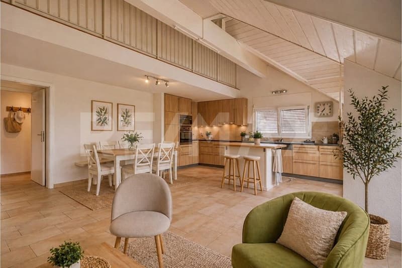 Duplex dernier étage | Plafond cathédral, vue 180 Alpes & campagne  Région Rolle/Nyon (3)