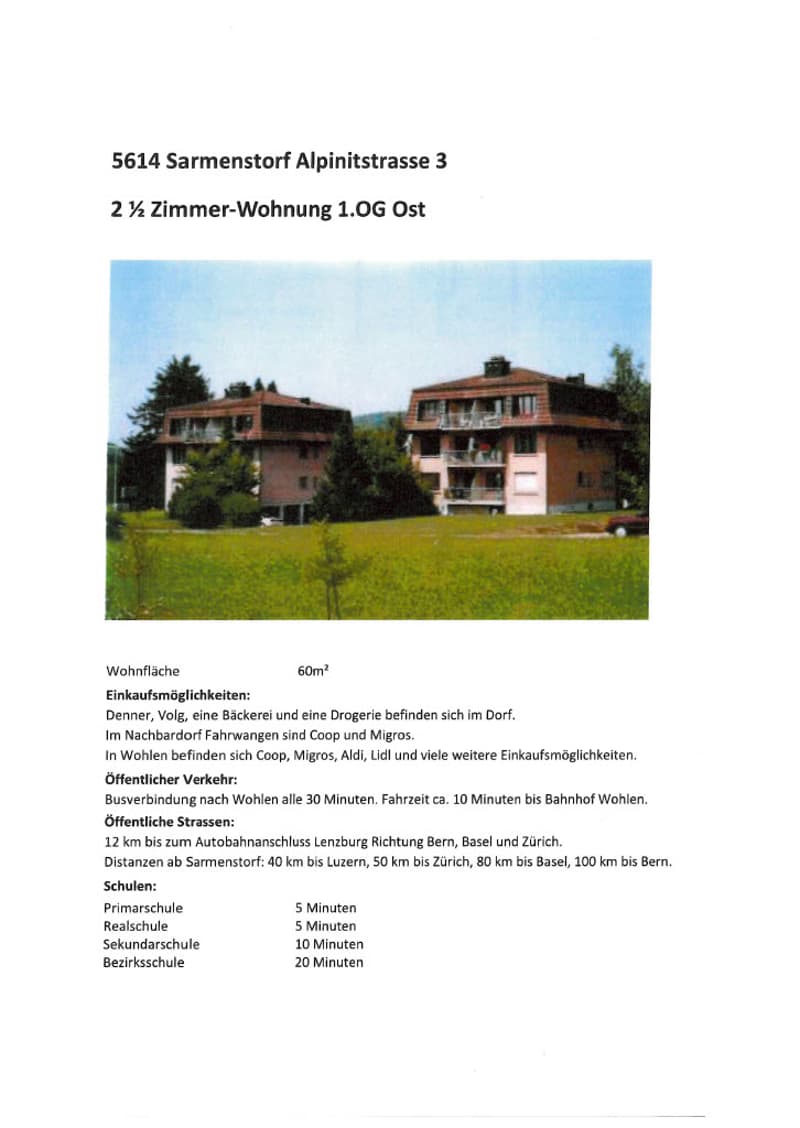 Gemütliche 2.5-Zimmer-Wohnung mit Balkon in Sarmenstorf (1)