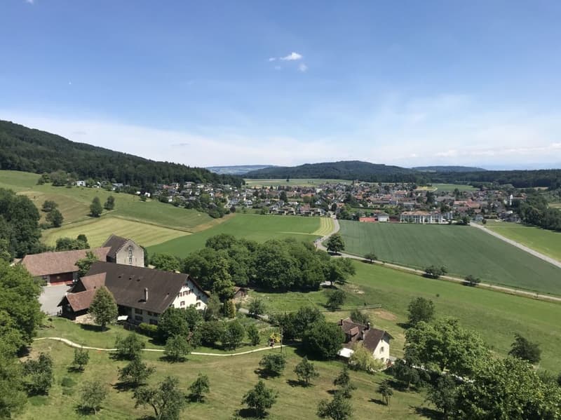 Sicht auf Möriken vom Schloss Wildegg