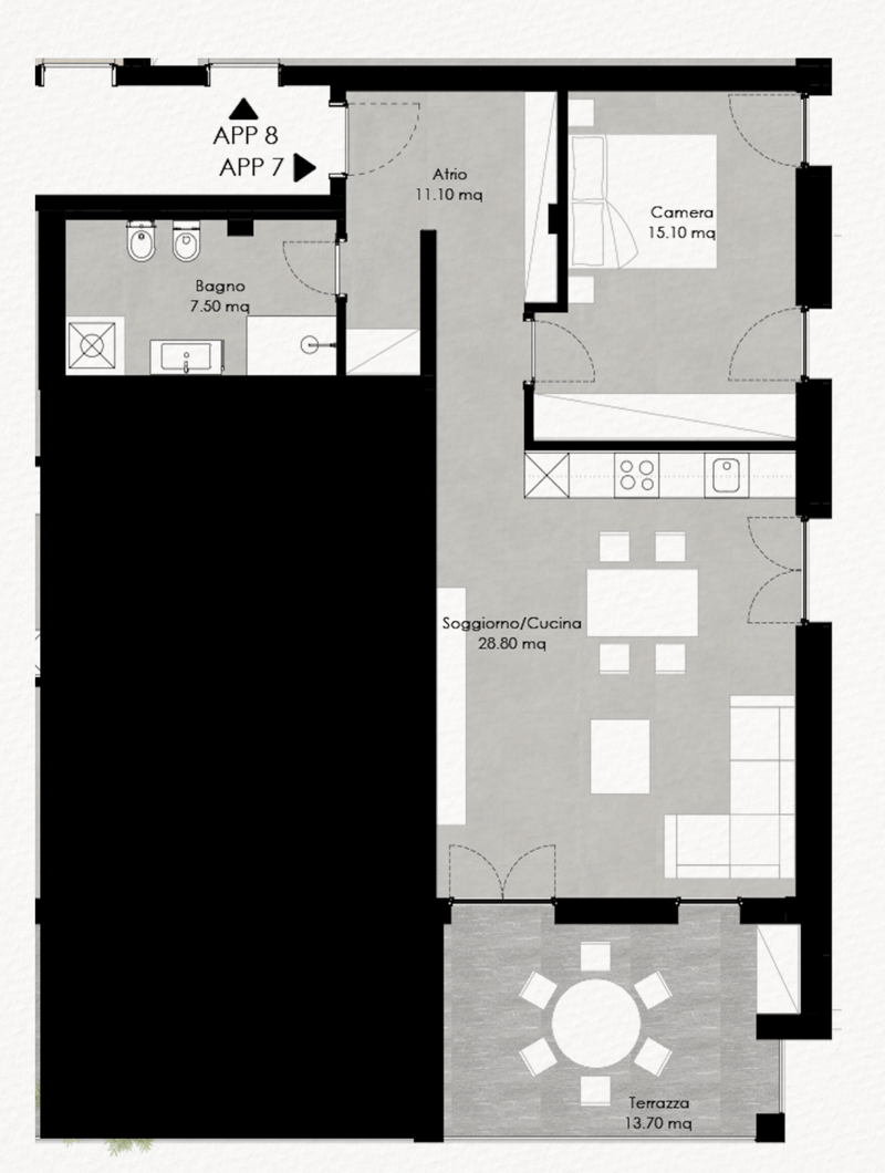 2.5 Appartement avec vue sur le lac et terrasse - Residenza Lumino Locarno Monti (6)