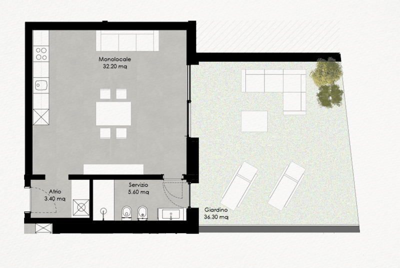 4A - Monolocale con giardino, Residenza Lumino Locarno Monti (7)