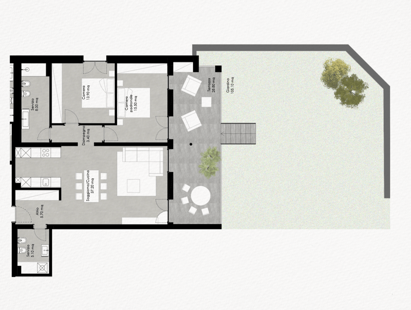 3A - 3.5 Apartment with lake view, terrace, and garden - Residenza Lumino Locarno Monti (6)