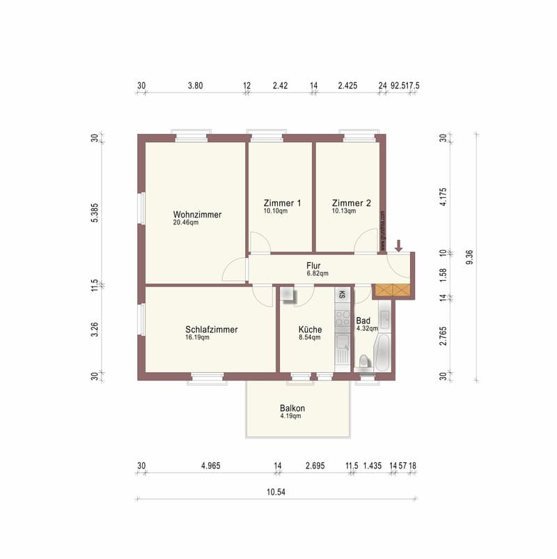 Sth 21_19_17 Grundriss 4 Zimmer